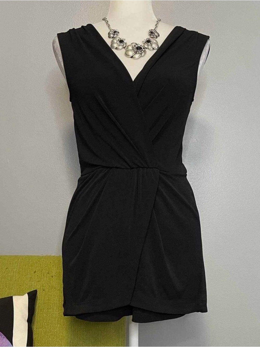 BCBGeneration Black Sleeveless Wrap Romper